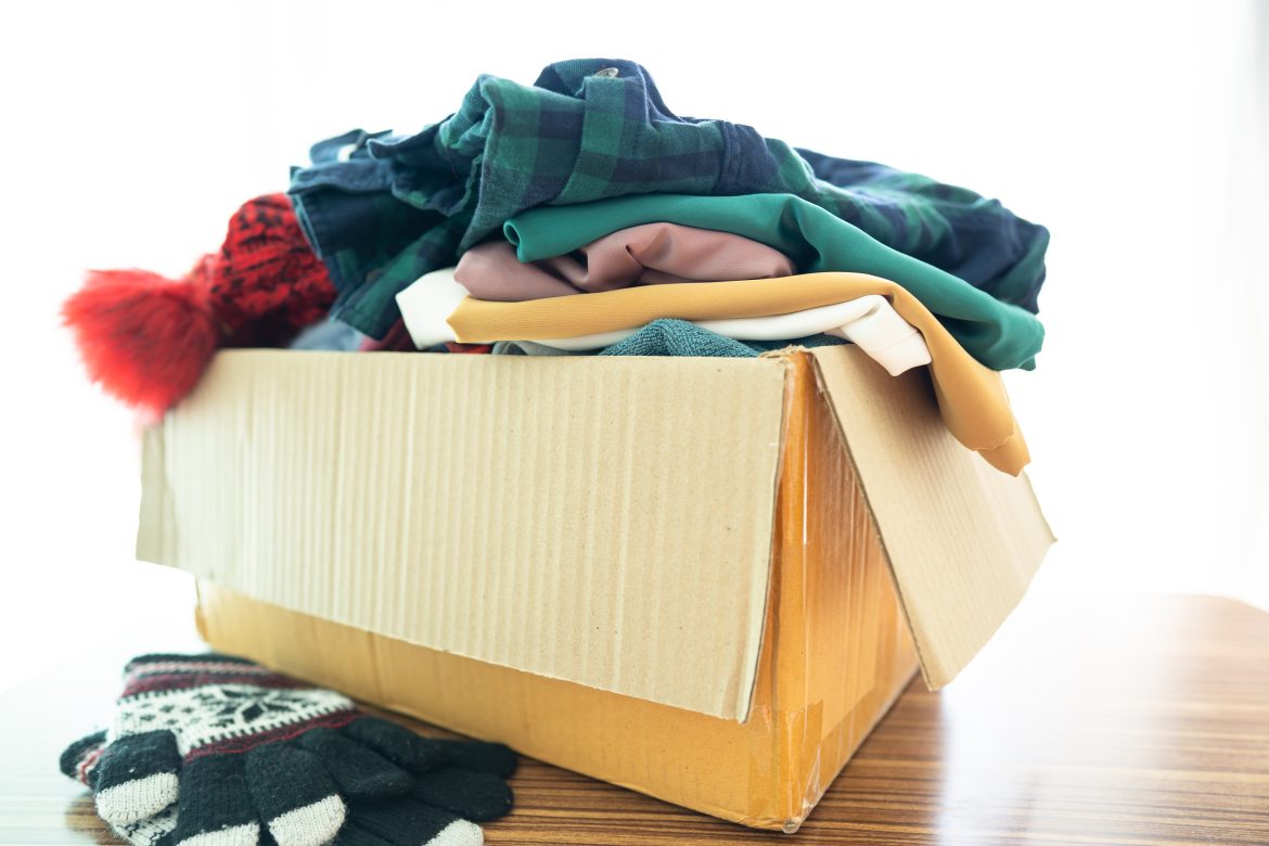 Donation box with used clothes
